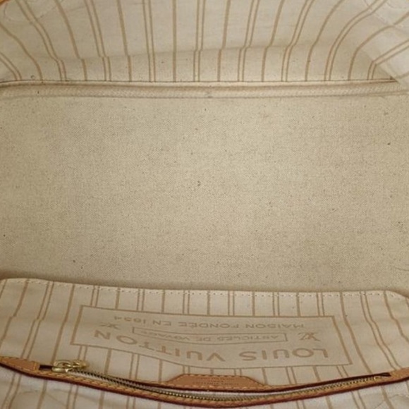 Louis Vuitton Neverfull bag with pochette Damier Azur coated canvas cream blue - Picture 3 of 6